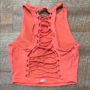 Alo Yoga Movement Strappy Crop Top - Strawberry/Coral size S